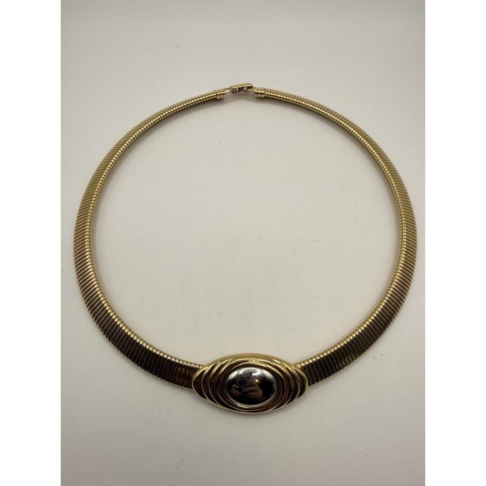 Vintage KJL For Avon Necklace Modern Silhouette 1980s Omega Chain 18"